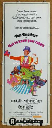 j691 GET TO KNOW YOUR RABBIT insert movie poster '72 Tom Smothers