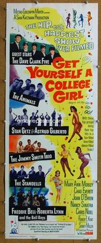 j692 GET YOURSELF A COLLEGE GIRL insert movie poster '64 rock & roll!