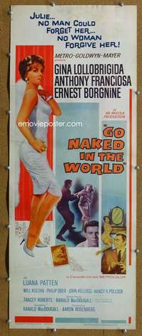 j694 GO NAKED IN THE WORLD insert movie poster '61 sexy Lollobrigida!