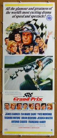 j699 GRAND PRIX insert movie poster '67 James Garner, car racing!