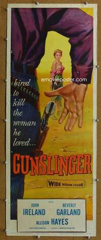 j703 GUNSLINGER insert movie poster '56 Beverly Garland, cool image!