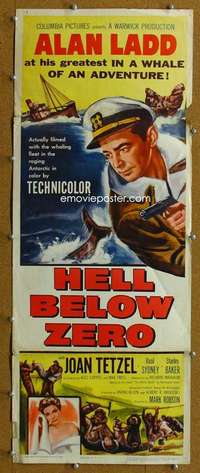 j710 HELL BELOW ZERO insert movie poster '54 Alan Ladd in Antarctica!