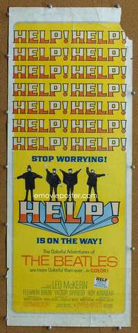j712 HELP insert movie poster '65 The Beatles, rock & roll classic!