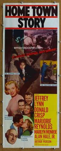 j718 HOME TOWN STORY insert movie poster '51 sexy Marilyn Monroe!