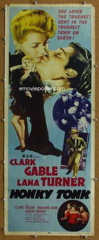 j720 HONKY TONK insert movie poster R55 Clark Gable, Lana Turner