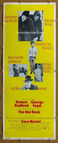 j721 HOT ROCK insert movie poster '72 Robert Redford, George Segal