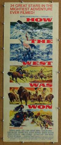 j724 HOW THE WEST WAS WON insert movie poster '64 John Ford epic!