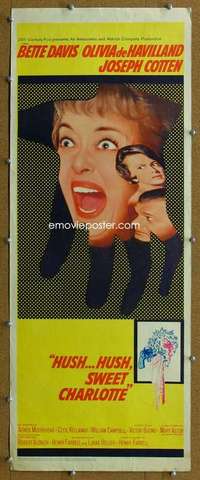 j725 HUSH HUSH SWEET CHARLOTTE insert movie poster '65 Bette Davis