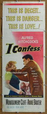 j534 I CONFESS insert movie poster '53 Alfred Hitchcock, Monty Clift
