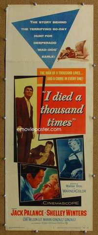 j727 I DIED A 1000 TIMES insert movie poster '55 Jack Palance, Winters