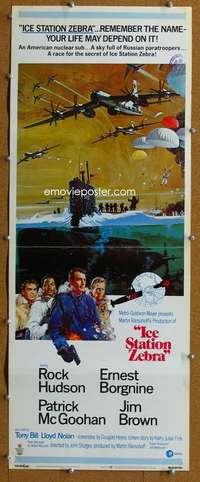 j729 ICE STATION ZEBRA insert movie poster '69 Rock Hudson, Jim Brown