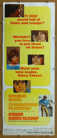 j732 INSIDE DAISY CLOVER insert movie poster '66 Natalie Wood, Plummer