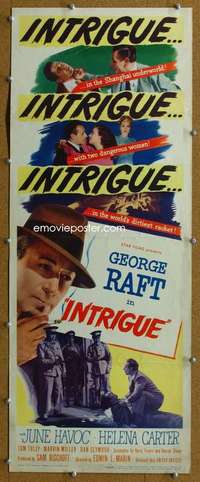 j734 INTRIGUE insert movie poster '47 George Raft, film noir!