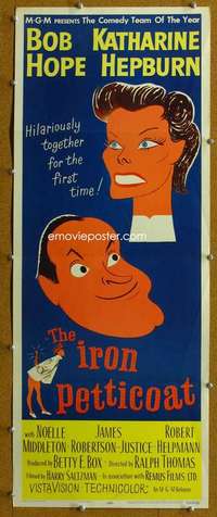 j735 IRON PETTICOAT insert movie poster '56 Bob Hope, Kate Hepburn