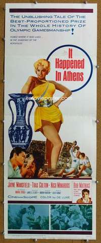 j737 IT HAPPENED IN ATHENS insert movie poster '62 Jayne Mansfield