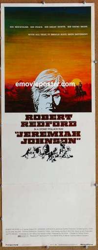 j740 JEREMIAH JOHNSON insert movie poster '72 Robert Redford, Pollack