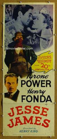 j741 JESSE JAMES insert movie poster R45 Tyrone Power, Henry Fonda