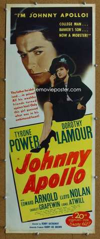 j743 JOHNNY APOLLO insert movie poster R49 Tyrone Power
