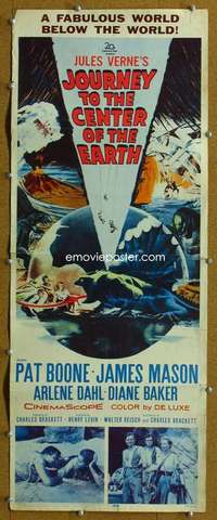 j744 JOURNEY TO THE CENTER OF THE EARTH insert movie poster '59 Verne