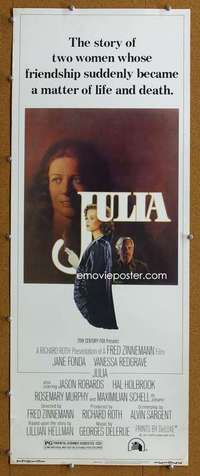 j746 JULIA insert movie poster '77 Jane Fonda, Redgrave, Amsel art!
