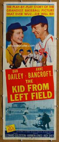 j750 KID FROM LEFT FIELD insert movie poster '53 Dan Dailey, baseball!