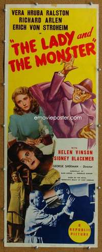 j754 LADY & THE MONSTER insert movie poster '44 Erich von Stroheim