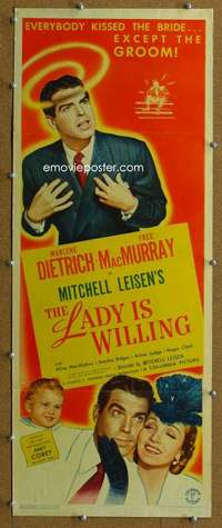 j756 LADY IS WILLING insert movie poster '42 Marlene Dietrich, MacMurray