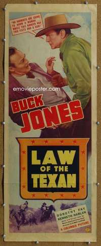 j762 LAW OF THE TEXAN insert movie poster '38 Texas Ranger Buck Jones!