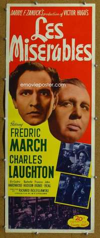 j764 LES MISERABLES insert movie poster R46 Fredric March, Laughton