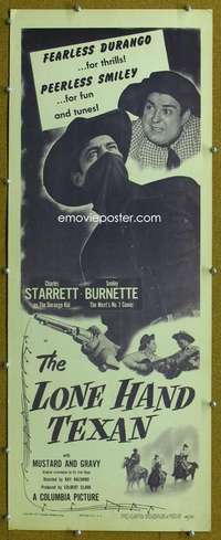 j769 LONE HAND TEXAN insert movie poster '47 Charles Starrett