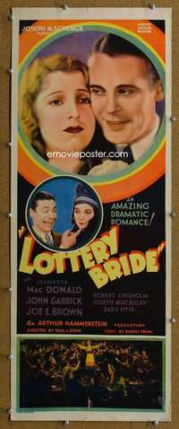 j775 LOTTERY BRIDE insert movie poster '30 Jeanette MacDonald