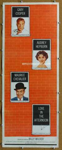 j776 LOVE IN THE AFTERNOON insert movie poster '57 Cooper, Hepburn