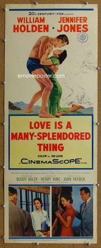 j777 LOVE IS A MANY-SPLENDORED THING insert movie poster '55 Holden