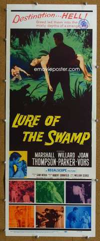 j780 LURE OF THE SWAMP insert movie poster '57 destination... Hell!