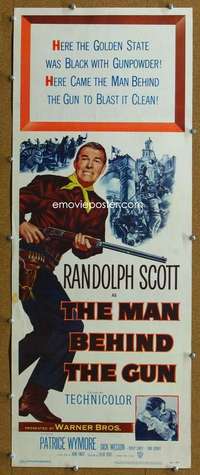 j781 MAN BEHIND THE GUN insert movie poster '52 Randolph Scott
