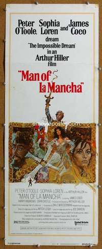 j784 MAN OF LA MANCHA insert movie poster '72 Peter O'Toole, Loren