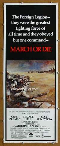 j788 MARCH OR DIE insert movie poster '76 Gene Hackman, Terence Hill