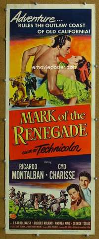 j789 MARK OF THE RENEGADE insert movie poster '51 Montalban, Charisse