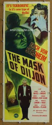 j791 MASK OF DIIJON insert movie poster '46 Erich Von Stroheim