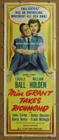 j797 MISS GRANT TAKES RICHMOND insert movie poster '49 Lucy, Holden