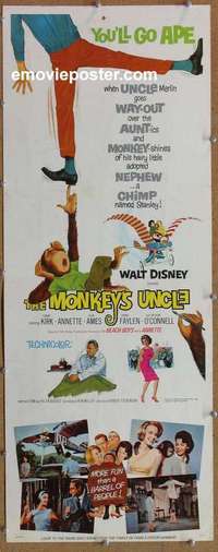 j799 MONKEY'S UNCLE insert movie poster '65 Annette Funnicello