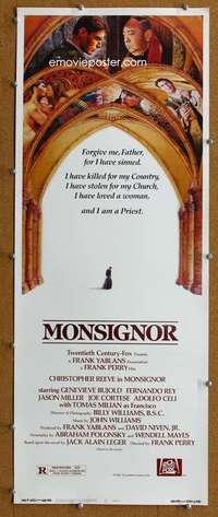 j800 MONSIGNOR insert movie poster '82 religious Christopher Reeve!