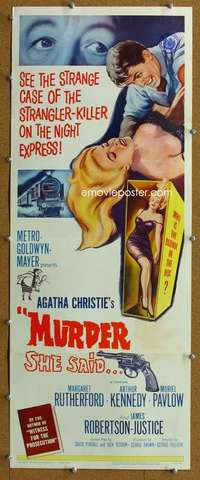 j805 MURDER SHE SAID insert movie poster '61 Margaret Rutherford