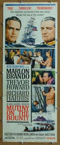 j806 MUTINY ON THE BOUNTY insert movie poster '62 Marlon Brando