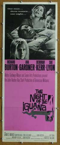 j811 NIGHT OF THE IGUANA insert movie poster '64 Burton, Gardner, Lyon