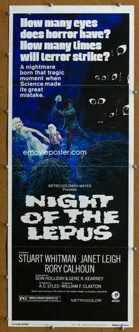 j812 NIGHT OF THE LEPUS insert movie poster '72 DeForest Kelley