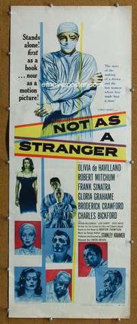 j817 NOT AS A STRANGER insert movie poster '55 Dr. Robert Mitchum!