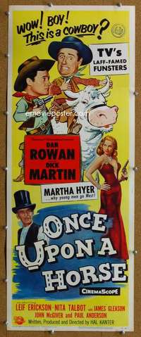 j821 ONCE UPON A HORSE insert movie poster '58 Rowan & Martin, Hyer