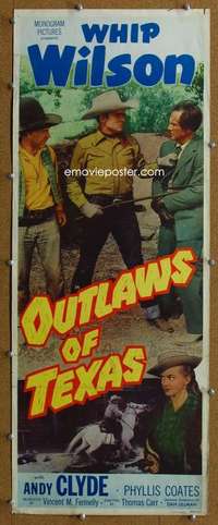 j825 OUTLAWS OF TEXAS insert movie poster '50 Whip Wilson, Coates