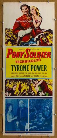 j838 PONY SOLDIER insert movie poster '52 Tyrone Power, Mitchell